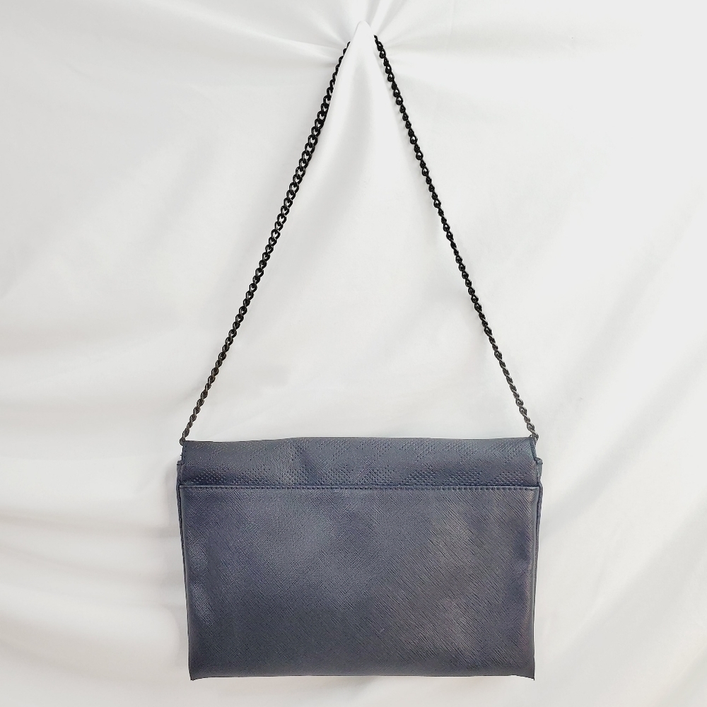 JCrew Perforated Vegan Leather Black clutch with Chain Shoulder Strap Bag Purse - Picture 3 of 13